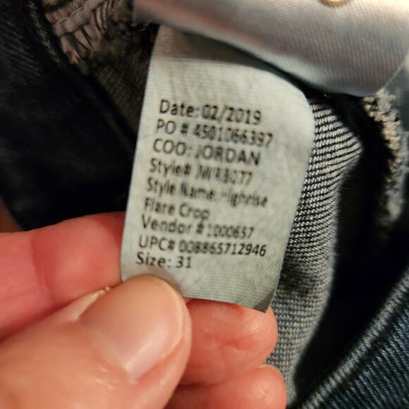 WILLIAM RAST Jeans Juniors 31 Blue Dark Wash Super High Rise Flare Crop Stretch - Picture 8 of 12
